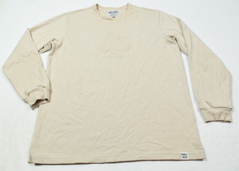 Pins & Aces Sweat Shirt Mens XL Beige Long Sleeve Crew Neck Pullover Golf